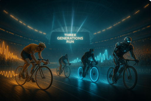 近未来フェスティバル・サイバーパンク・群衆と花火